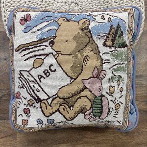Vintage Disney Winnie The Pooh Tapestry Throw Pillow Pooh & Piglet ABCs 12x12